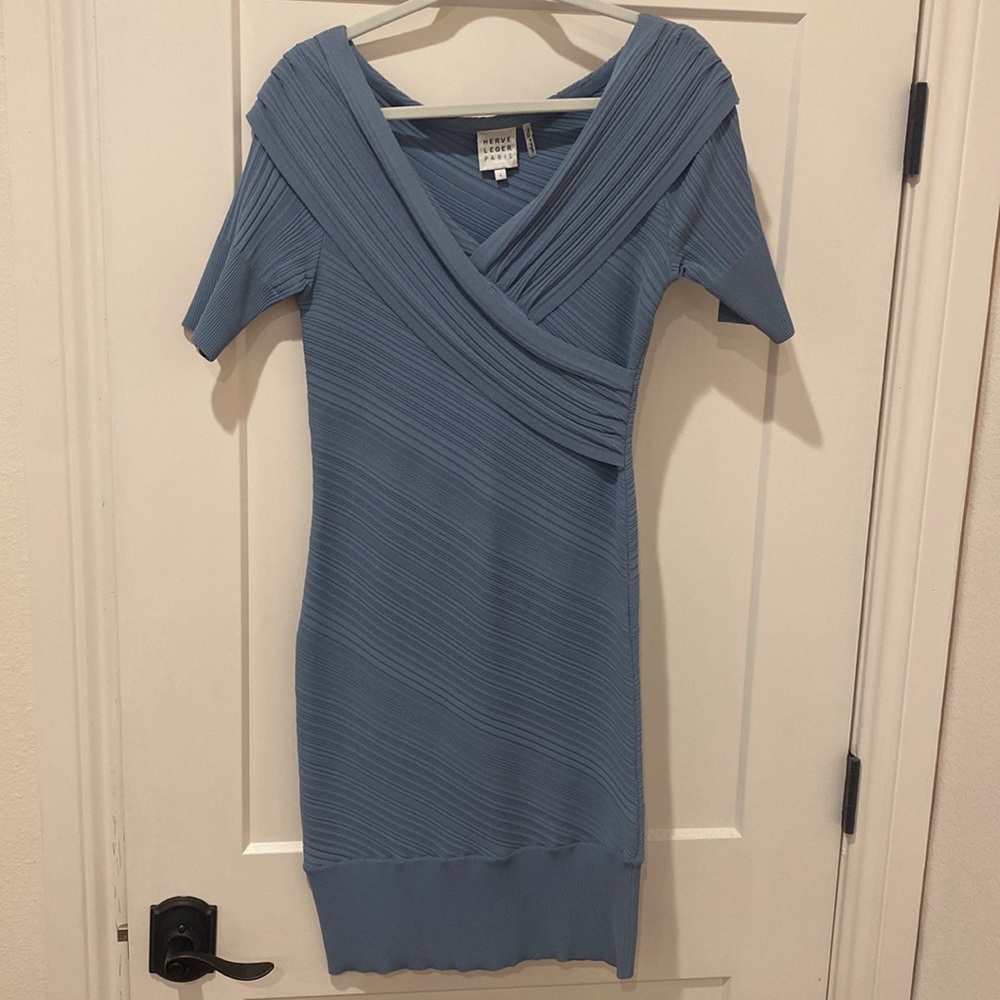 Herve Leger Paris light blue dress